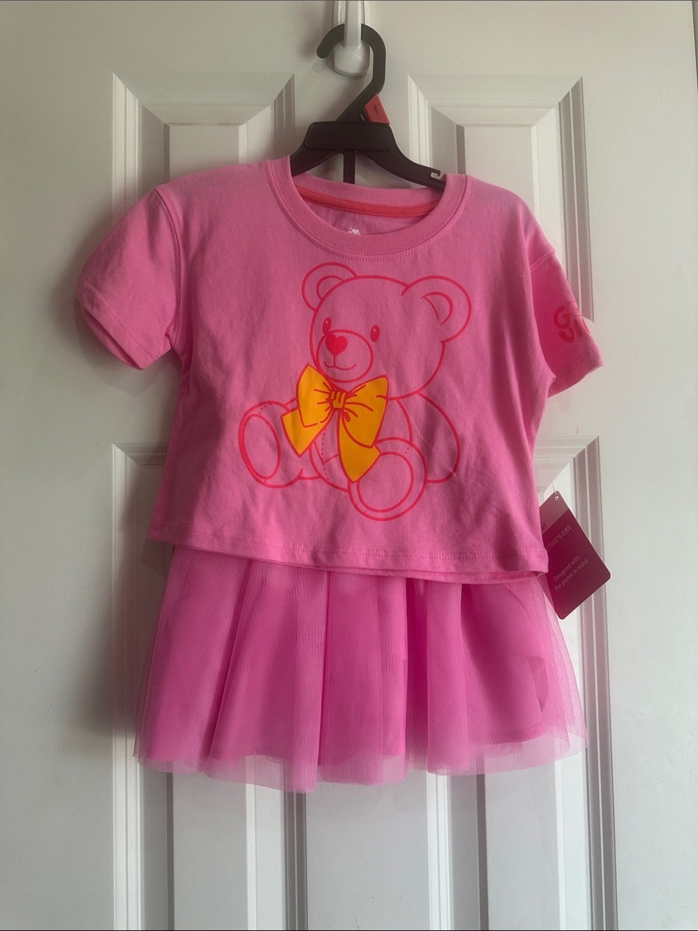 NEW Pink Teddy Bow Tulle Dress Set size 2T
